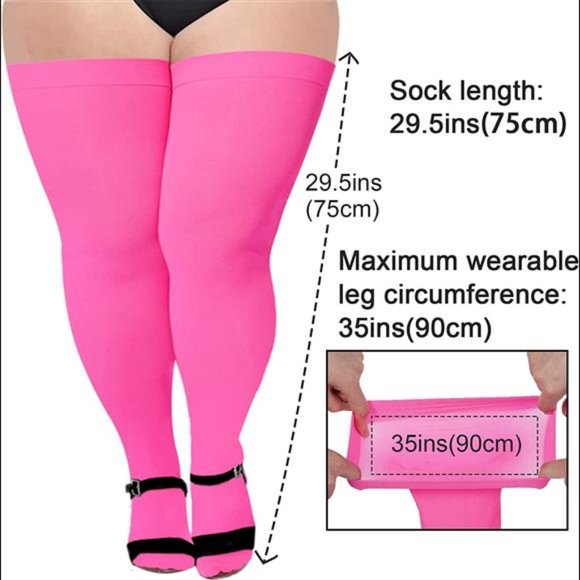 3 Pairs Plus Size Thigh High Stockings for Thick Thighs with Garter Belts